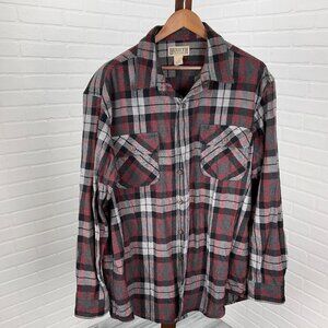 Duluth‎ Shirt Mens XLarge Tall Gray Red Plaid Flannel Heavy Burleyweight Work